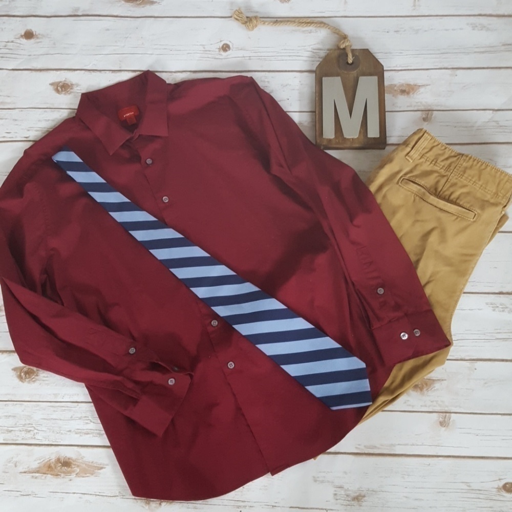 Alfani Slim Fit maroon long sleeve dress shirt
